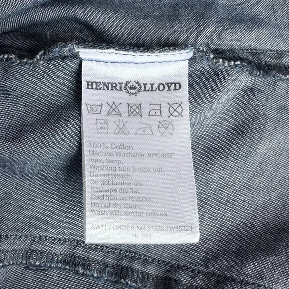 Vintage Rare Henri Lloyd Denim Blue 100% cotton logo signature made Portugal - M - Picture 8 of 9